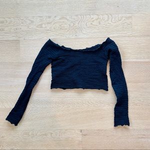 Intimately free people seamless black long sleeve crop top